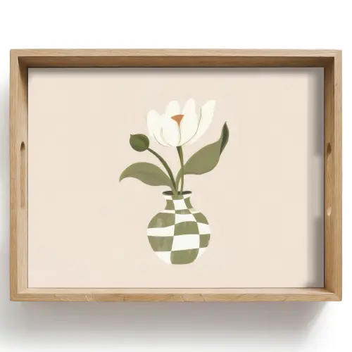 Vaas - Geruit - Bloem - Groen Dienblad Rechthoek middel -z3d_shopping