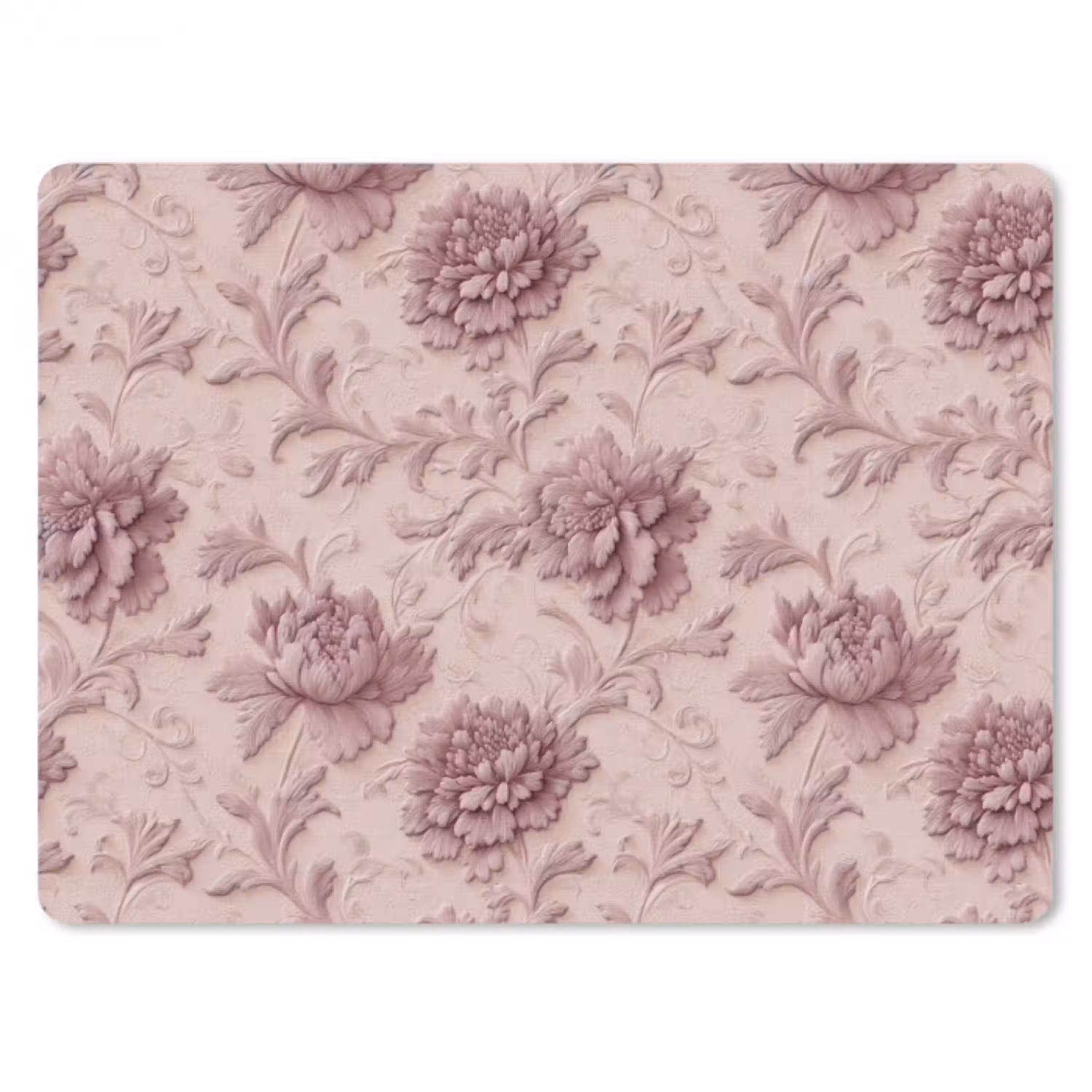Reliëf - Pioenrozen - Roze muismat rubber klein 262 -3d