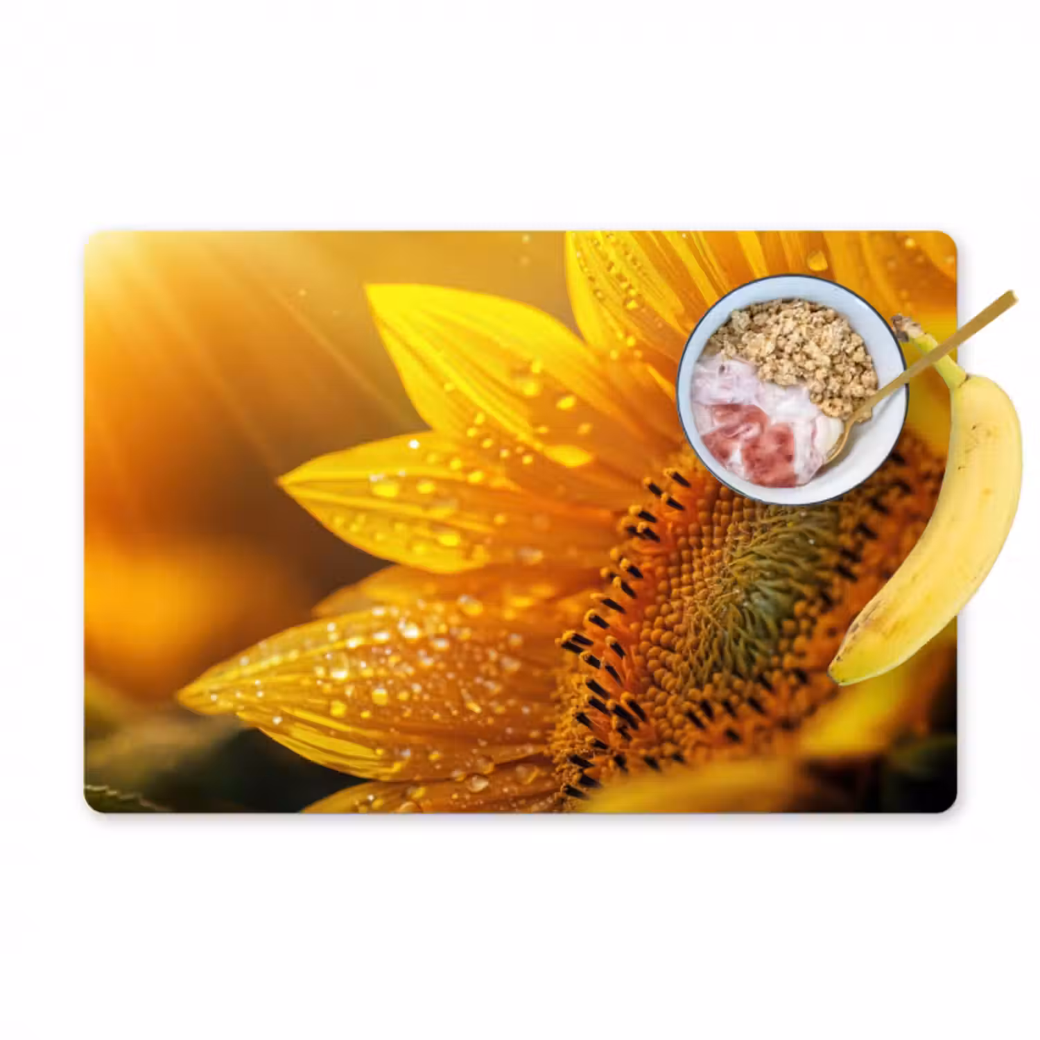 Tischset - 6 Stück - Sonnenblume - Tautropfen - Gelb - Sonnenlicht