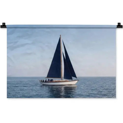 Zeilboot - Zee - Blauw Wandkleed katoen klein -zz3d