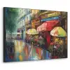 Straat - Olieverf - Kleurrijk - Stad Textielframe zwart klein -3d