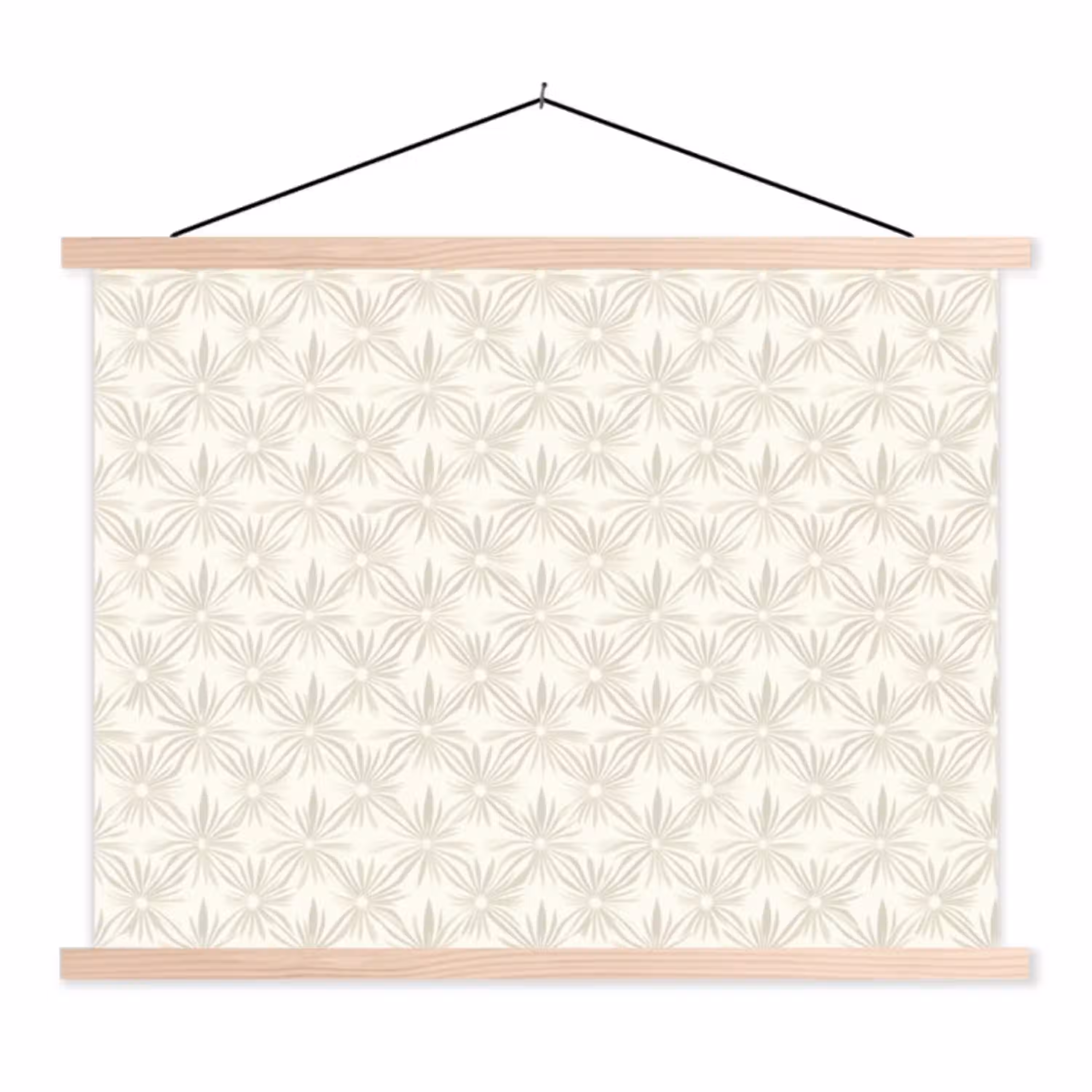 Patroon - Bloemen - Beige textielposter latten blank klein 122 -3d