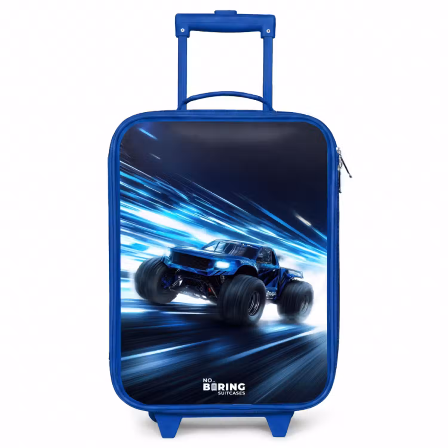Kinderkoffer - Blauw - Monstertruck raast door lichtsnelheid