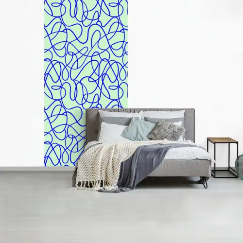 Mint - Blauw - Lijnen - Abstract fotobehang vinyl groot 64 -slaapkamer