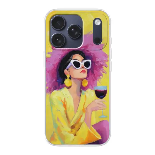 Vrouw - Hoed - Paars - Wijn Telefoonhoesje iPhone 17 Pro klein -3d