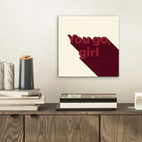 you go girl - 3D - Rood aluminium wit klein -sfeer1