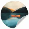 Bossen - Meer - Kano - Oranje Wandcirkel behangsticker klein -3d