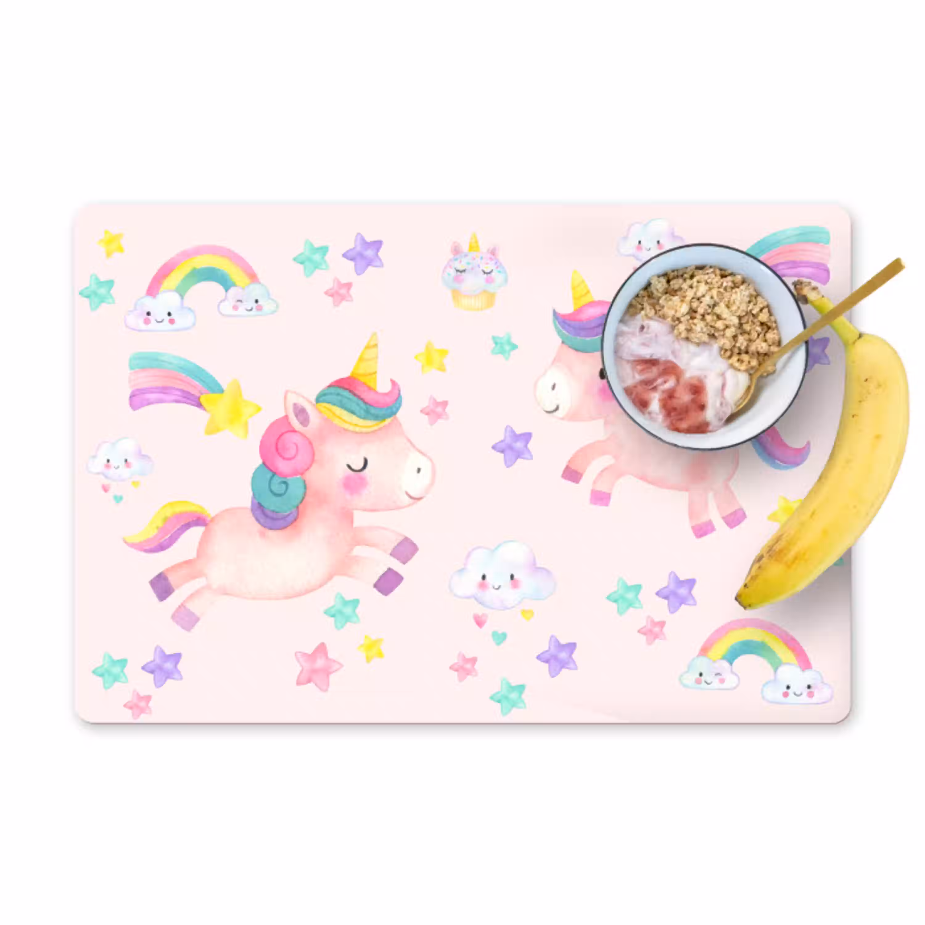 Unicorn - regenboog - Roze - Meisje - Kinderen Placemat vinyl groot -zzzproduct_Kitchenyeah-website