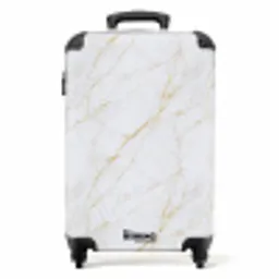 Wit - Marmer - Goud - Luxueus NBS - Handbagage koffer - Volwassenen Unisex middel -productfoto_recht