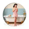 Badkamer - Vrouw - Roze Wandcirkel aluminium klein -3d