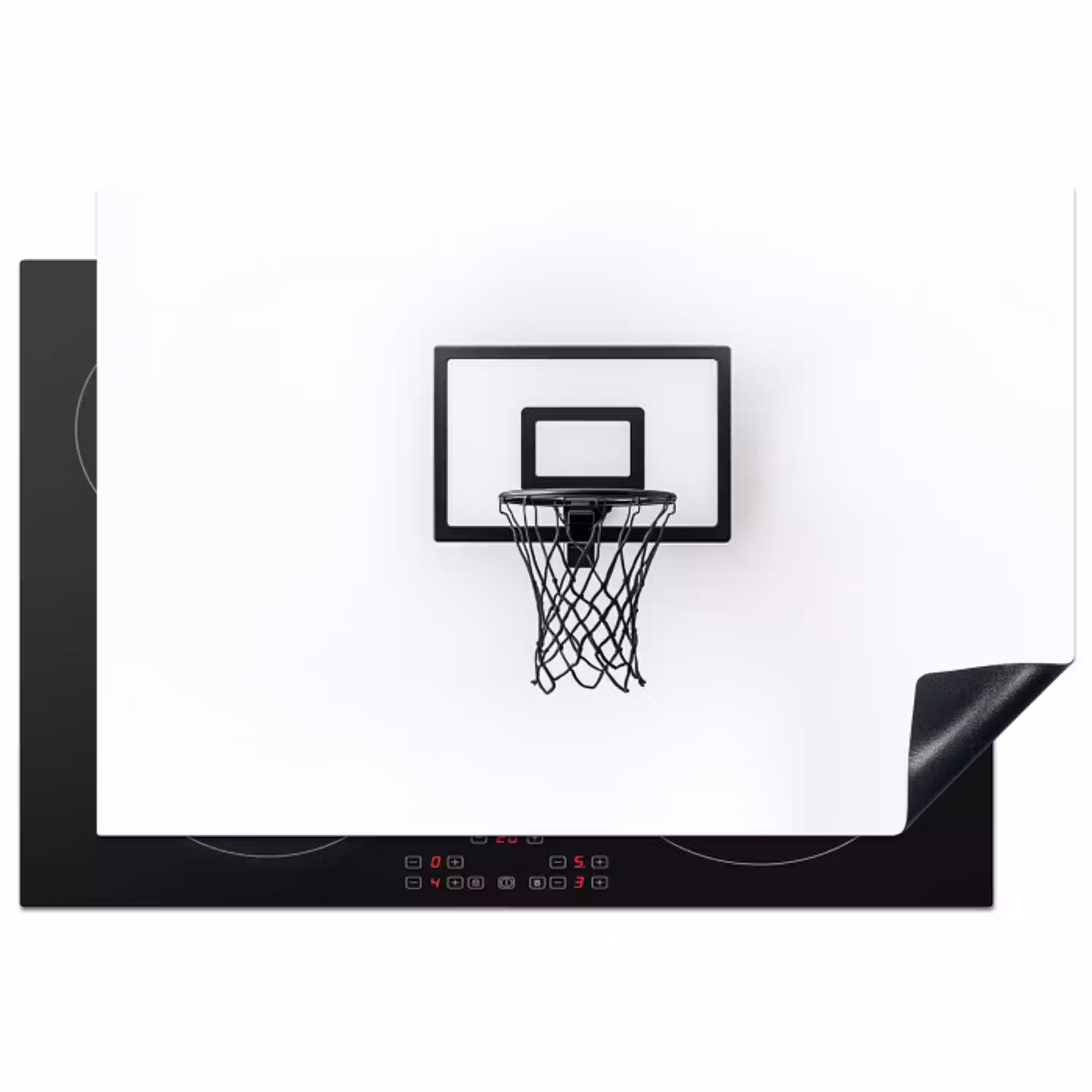 Basketbalbord - Minimalistisch - Zwart Inductie beschermer vinyl 3mm klein -3d