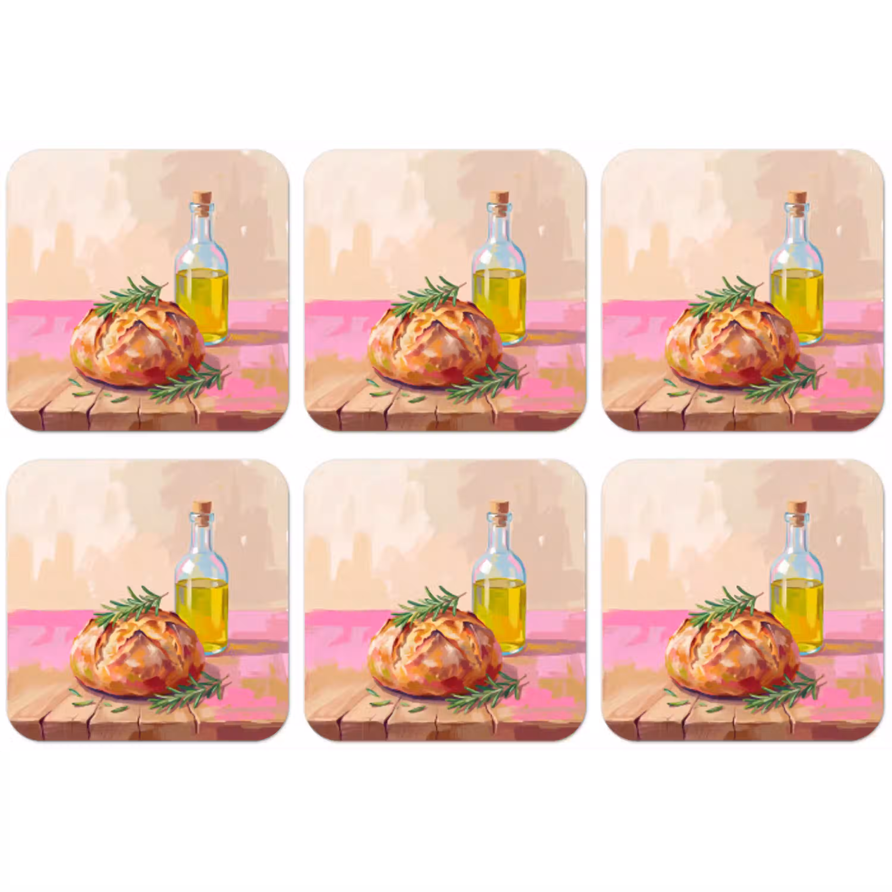 Eten - Brood - Olijfolie - Abstract - Keuken onderzetter kurk middel -zkaufland3dotto