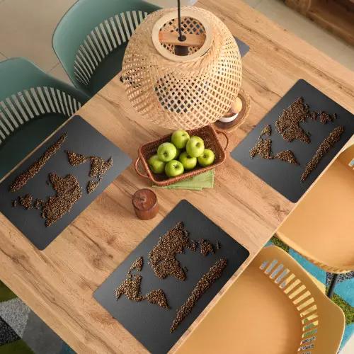 Wereldkaart - Koffie - Grijs Placemat vinyl groot -zzsfeer5_Kitchenyeah-website