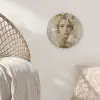 Gezicht - Vrouw - Bladeren - Goud Akoestische PET Vilt - Rond klein -sfeer4