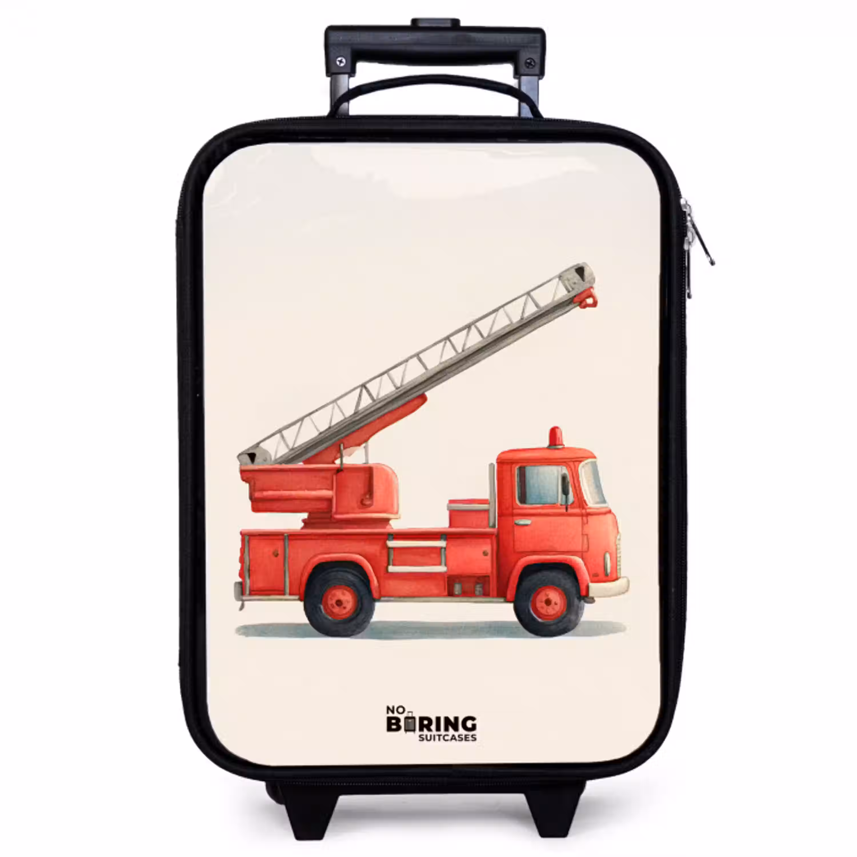Brandweerwagen - Getekend - Rood Kinderkoffer - Zwart klein -zzz_website3d