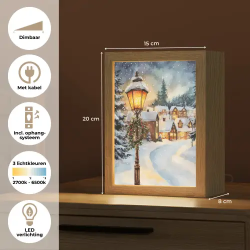 Kerstdorp - Huizen - Sneeuw - Kerst Light Box met kabel (Tafellamp) klein -USP_NL