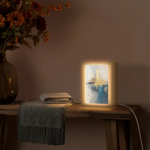 Abstract - Kunst - Goud Light Box met kabel (Tafellamp) klein -sfeer4