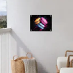 Macarons - Dessert - Graffiti - Kleurrijk - Roze - Blauw - Geel tuinposter los doek klein -sfeer8