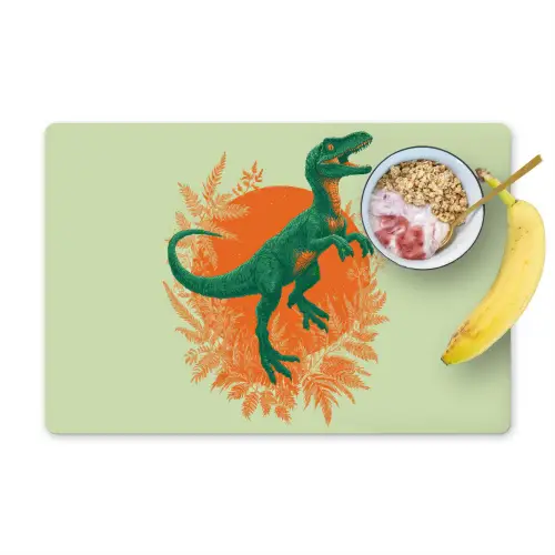 Dinosaurus - Groen - Planten - Cirkel Placemat vinyl groot -zzzproduct_Kitchenyeah-website