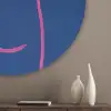 Brutaal - Grappig - Blauw Akoestische PET Vilt - Rond klein -sfeer5_closeup