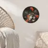 Stilleven met bloemen en een horloge - Schilderij van Abraham Mignon Wandcirkel behangsticker klein -sfeer4