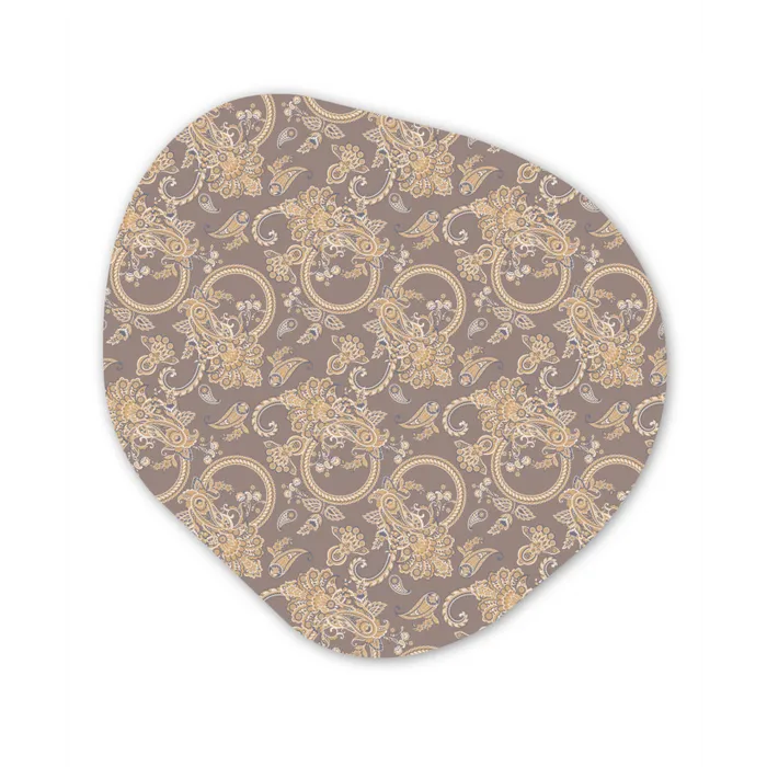 Oosters - Bloemen - Beige - Grijs Wandcirkel Organisch Forex 3mm klein 629 -3d
