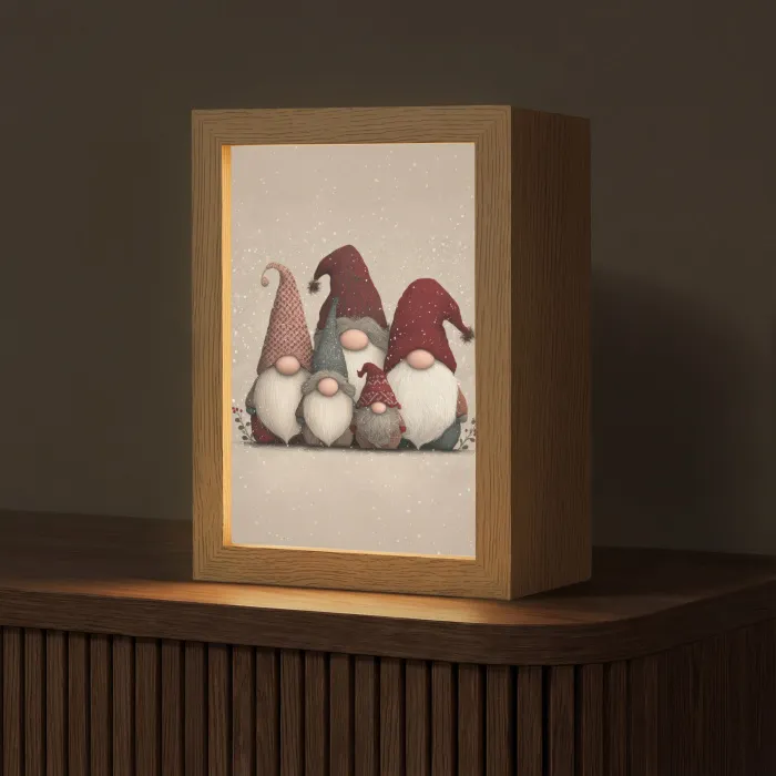 Kabouters - Kerst - Sneeuw - Puntmutsen Light Box met kabel (Tafellamp) klein -z3d_website