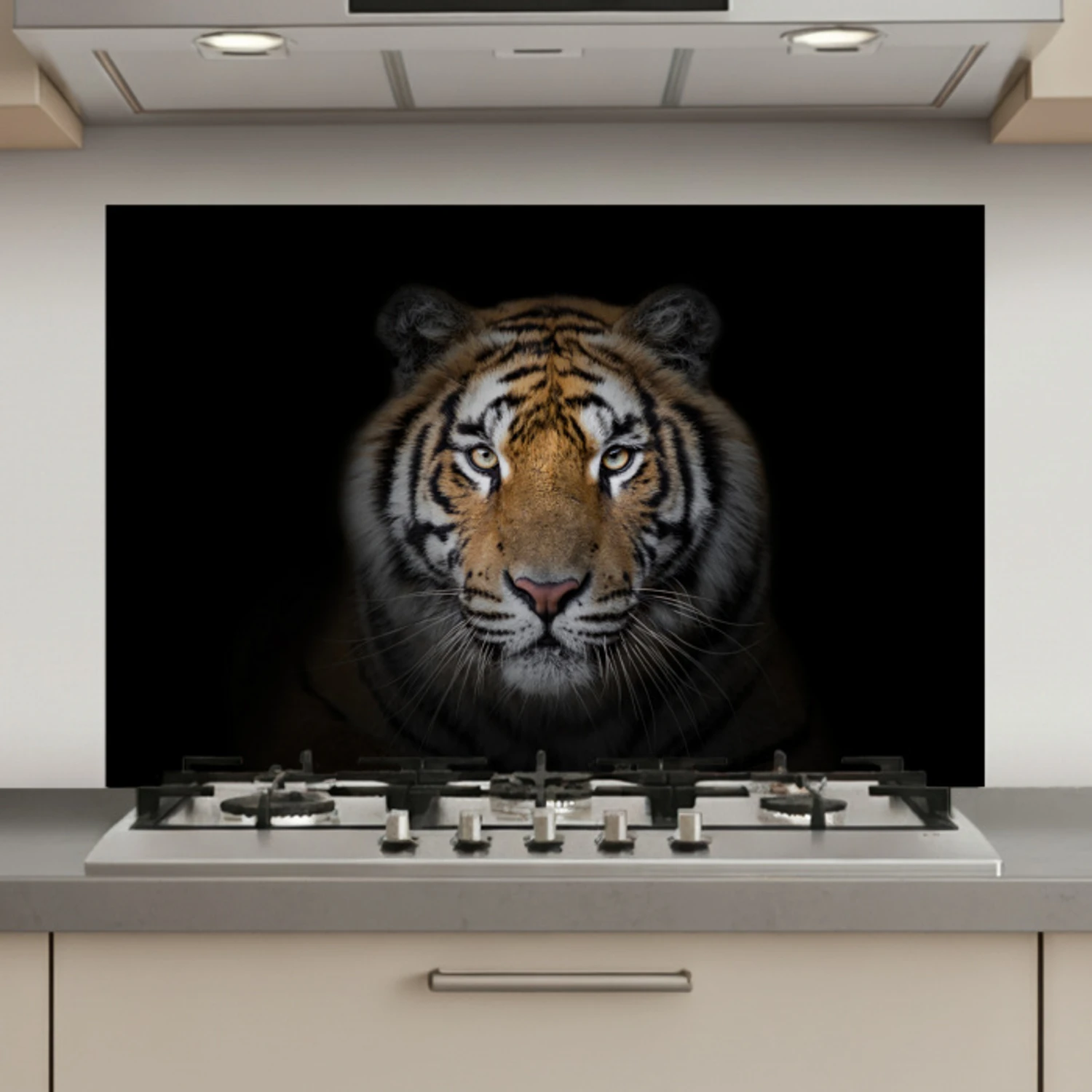 Tijger - Wilde dieren - Portret - Zwart - Dieren keuken achterwand spatscherm klein -3d_website