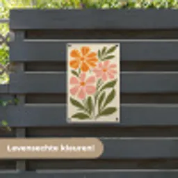 Minimalistisch - Bloemen - Bladeren - Roze tuinposter los doek klein -sfeer3