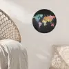 Wereldkaart - Krijtstrepen - Regenboog Wandcirkel behangsticker klein -sfeer4
