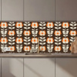 Bloemen - Retro - Bruin keuken achterwand 2 middel 871 zz_3dshopping
