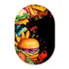 Fastfood - Graffiti - Hamburger - Eten - Modern Wandcirkel Ovaal Glas middel -3d