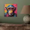 Graffiti - Chimpansee - Aap - Bril - Kleurrijk aluminium wit klein -sfeer2