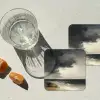 Kust - Golven - Rots - Storm onderzetter kurk middel -sfeer4