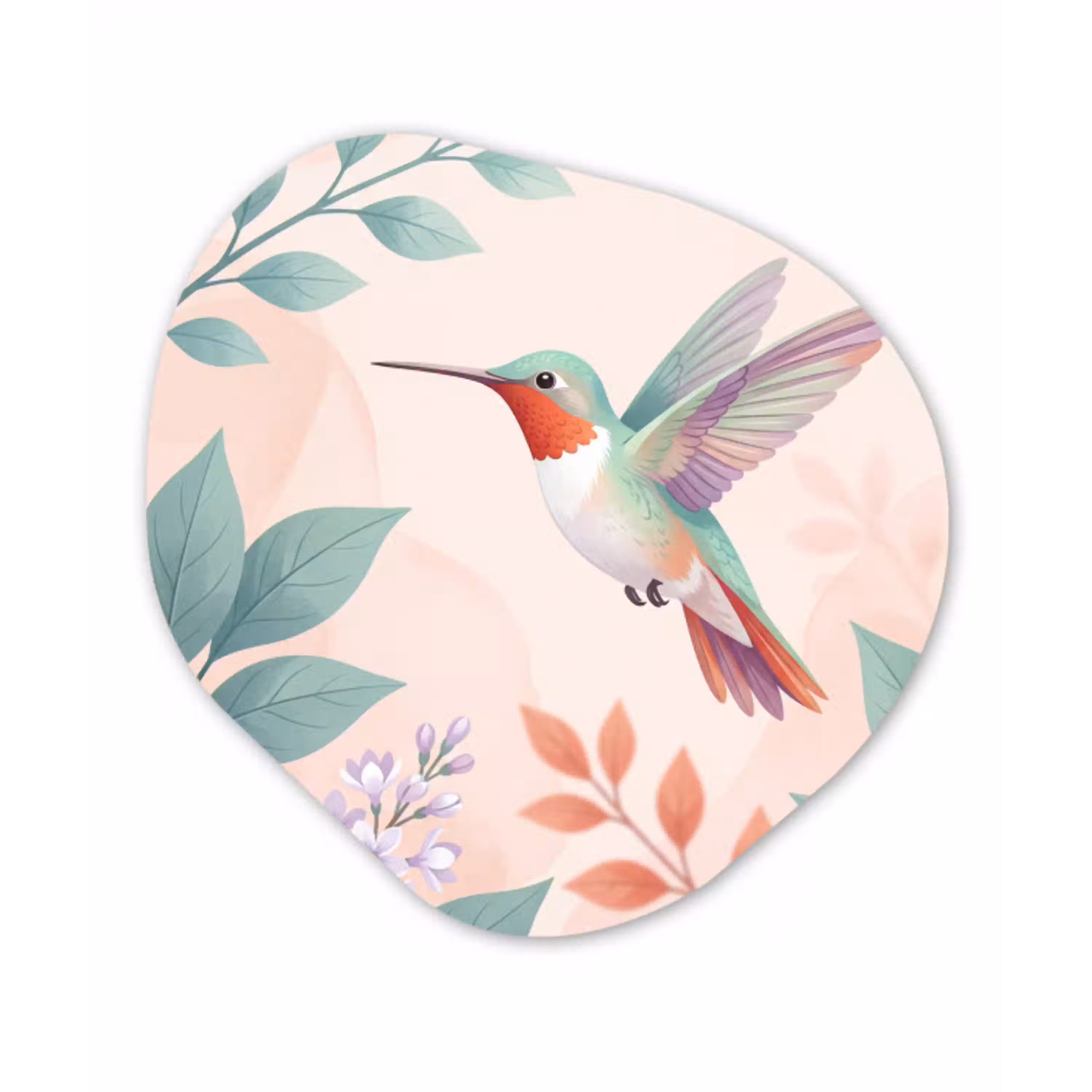 Kolibrie - Vliegen - Natuur - Illustratie - Kleurrijk Wandcirkel Organisch Aluminium middel -3d