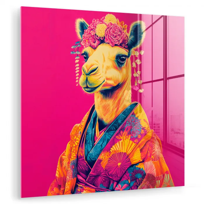 Kameel - Bloemen - Kimono - Waaiers plexiglas 5mm klein -zzzproduct_nieuw