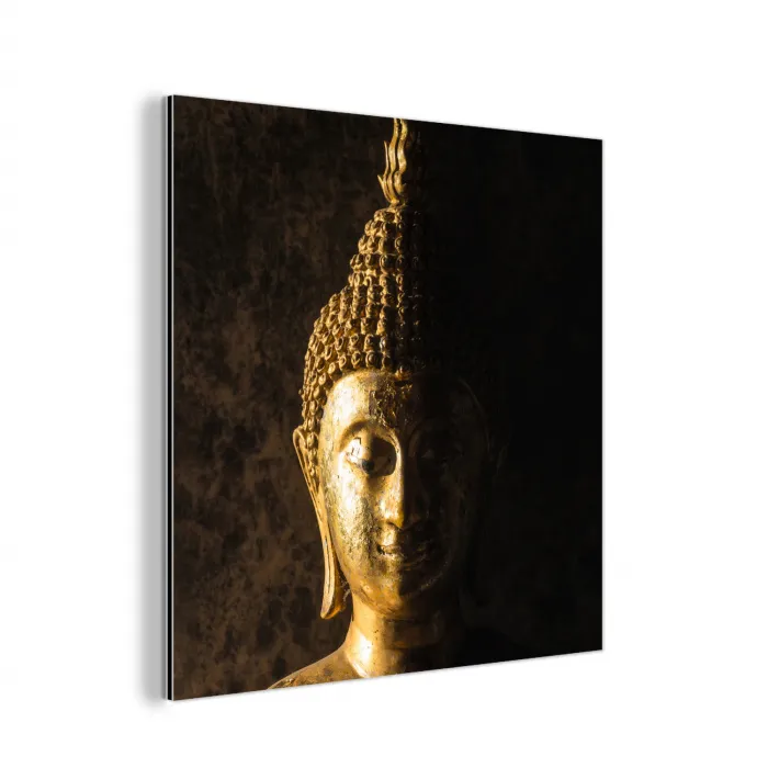 Buddha - Boeddha beeld - Goud - Spiritueel - Zwart aluminium wit klein -3d