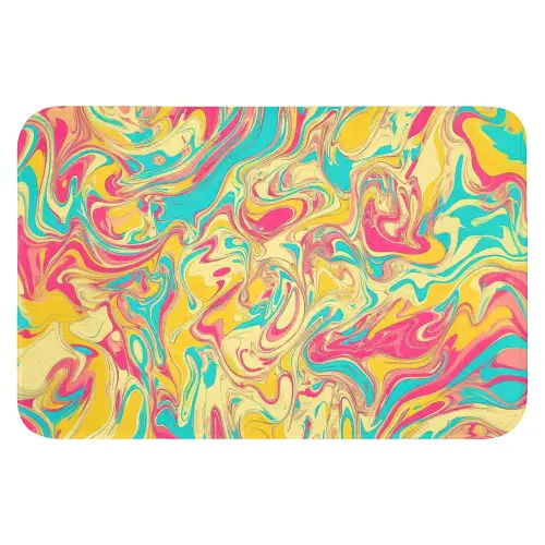 Geel - Roze - Blauw - Retro Badmat klein -3d