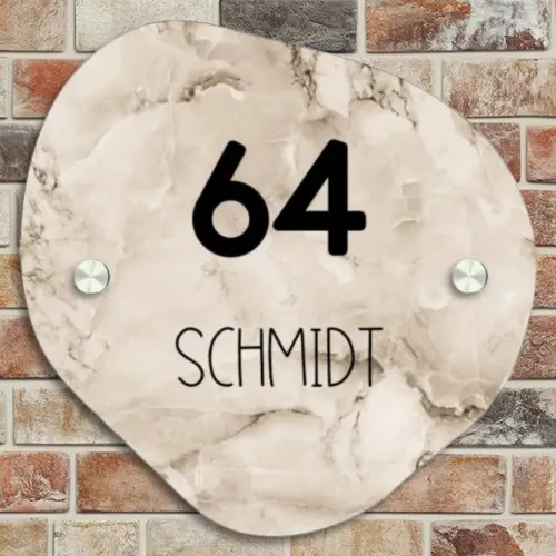 Lichtbruin marmer - Modern Naambord Organisch middel -sfeer10