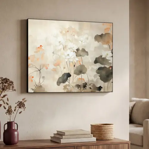 Bloemen - Japandi - Wabi sabi Textielframe - compleet frame klein -sfeer3