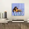 Mok - Koffie - Vrouw - Paars plexiglas 5mm klein -sfeer1