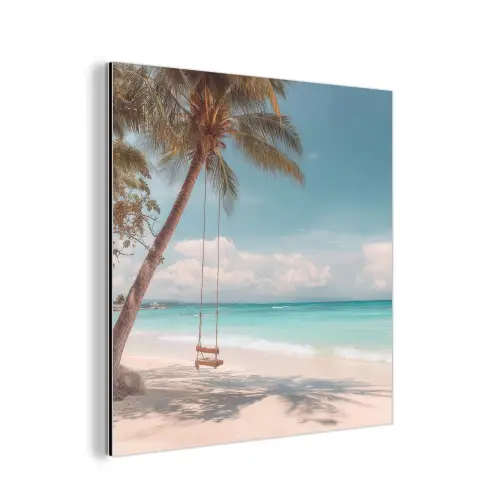 Palmboom - Schommel - Strand - Lucht aluminium wit klein -3d