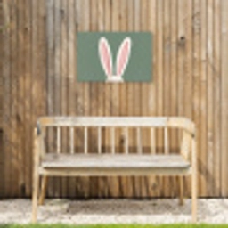 Hazen - Oren - Roze Tuinposter op houten frame 2 cm dik klein -sfeer4