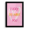 Lucky - Love - Valentijn - Roze fotolijst zwart zonder passe partout klein -3d