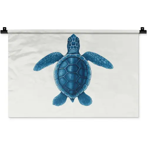 Schildpad - Blauw - Schild Wandkleed katoen klein -zz3d