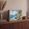Boten - Rotsen - Zee - Zon Light Box met batterij (Wandlamp) middel -sfeer2