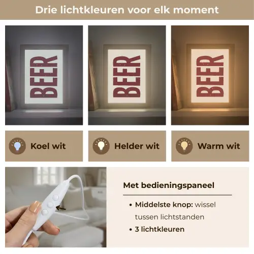 Japandi - Beer - Red - Retro Light Box met kabel (Tafellamp) klein -USP_lichtkleurNL