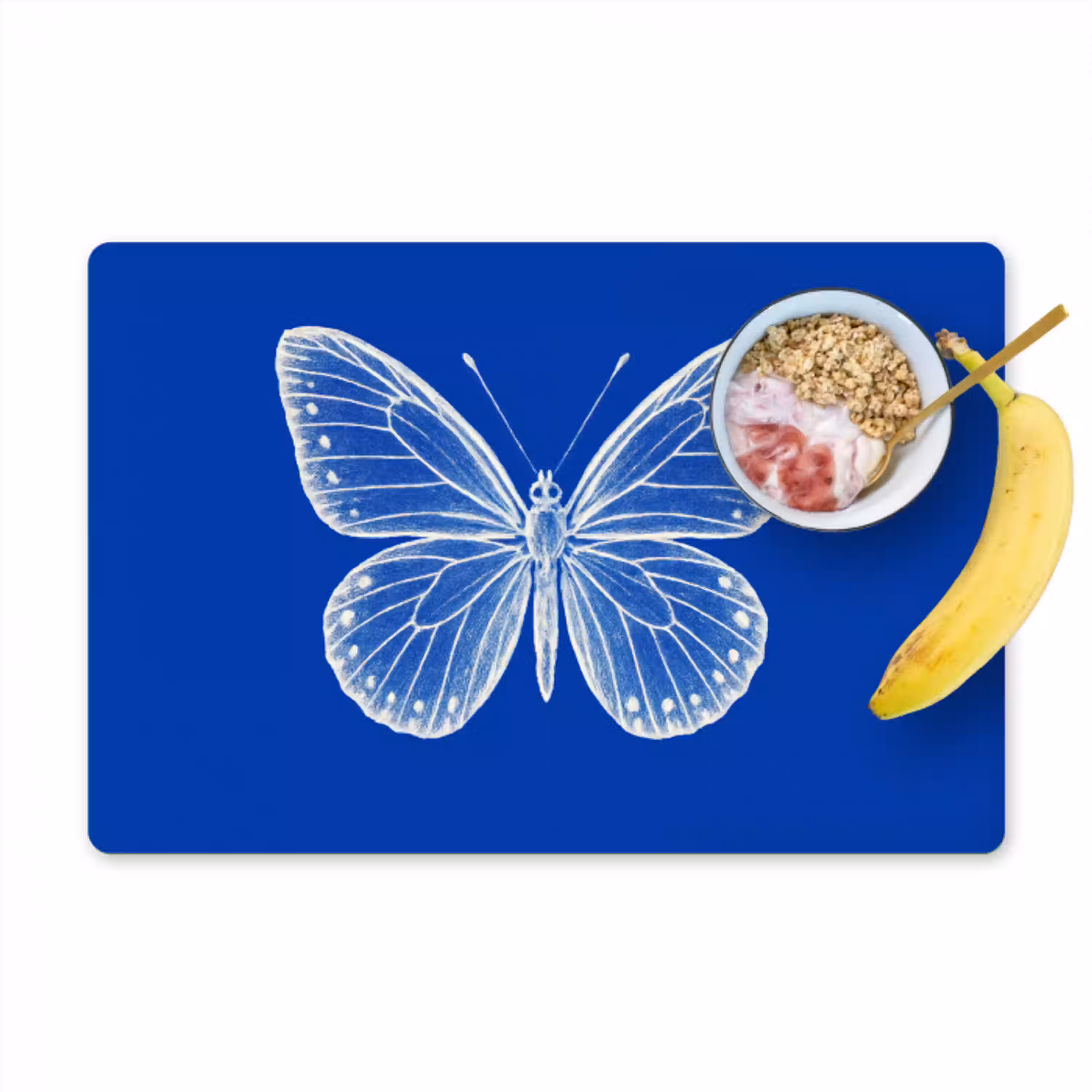 Vlinder - Wit - Getekend - Stippen Placemat vinyl groot -zzzproduct_Kitchenyeah-website