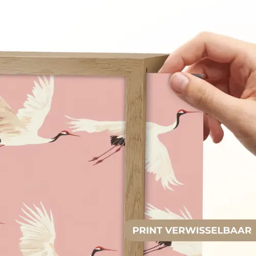 Modern - Kraanvogels - Roze Light Box met batterij (Wandlamp) middel 907 -USP_websiteprintNL