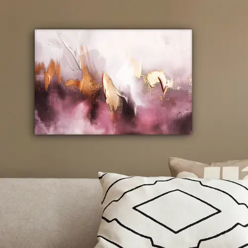 Watercolor - Goud - Roze - Abstract - Kunst canvas 2cm klein -sfeer3